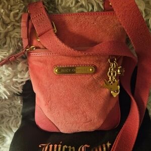 Rare Juicy Couture Y2K Pink Terry Cloth Crossbody Bag with Charms